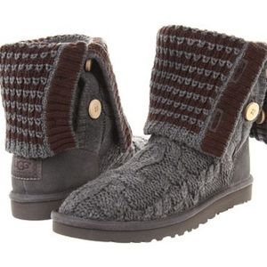 UGG Australia Leland cable knit fold over Boots (6, grey/brown)